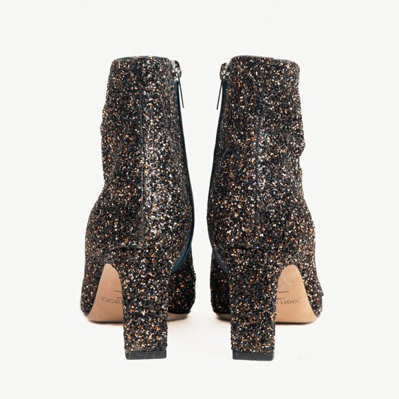 Jimmy Choo Hanover 65 Amethyst Mix Twinkle Glitter Buckled Booties - Picture 3 of 11